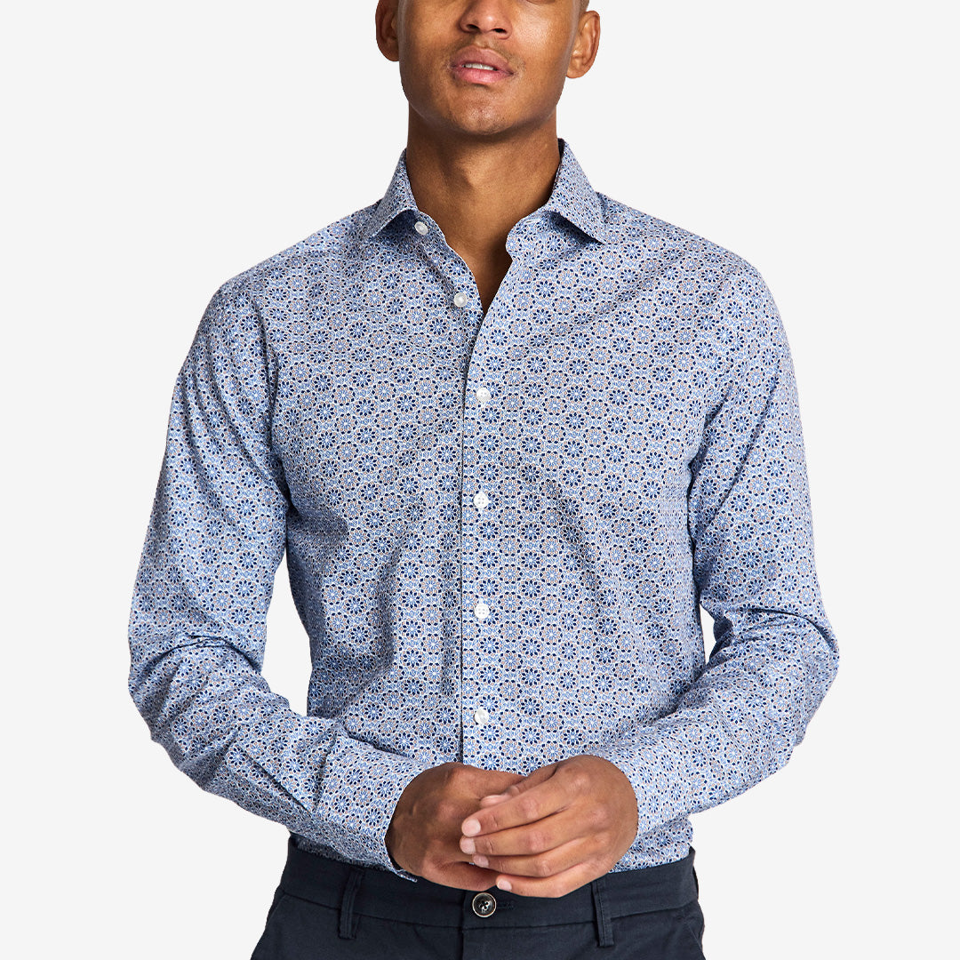 Soren Modern Fit Shirt i blått – skjorta i bomull för herr med modern fit
