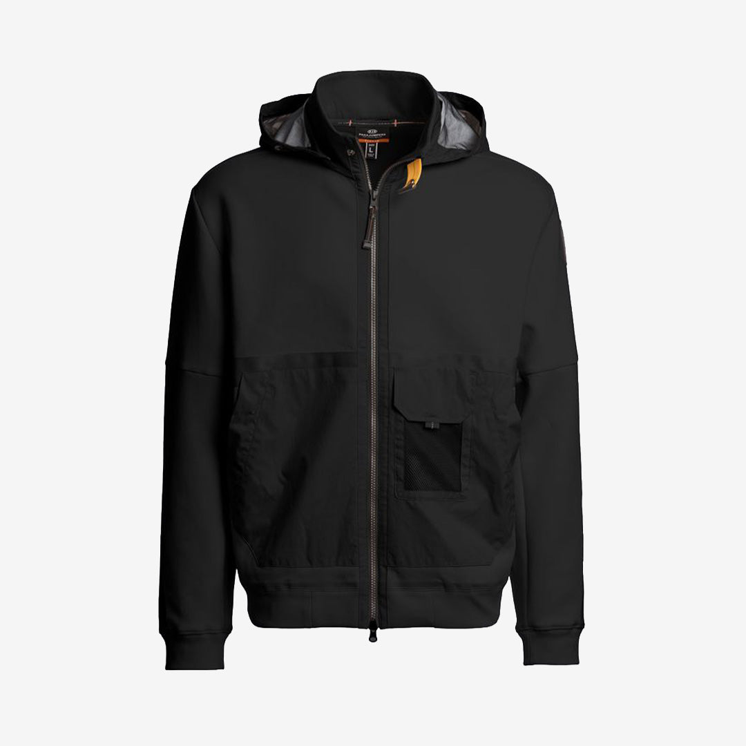 Parajumpers Kouga EVO Fleeceshell i svart med tekniska paneler