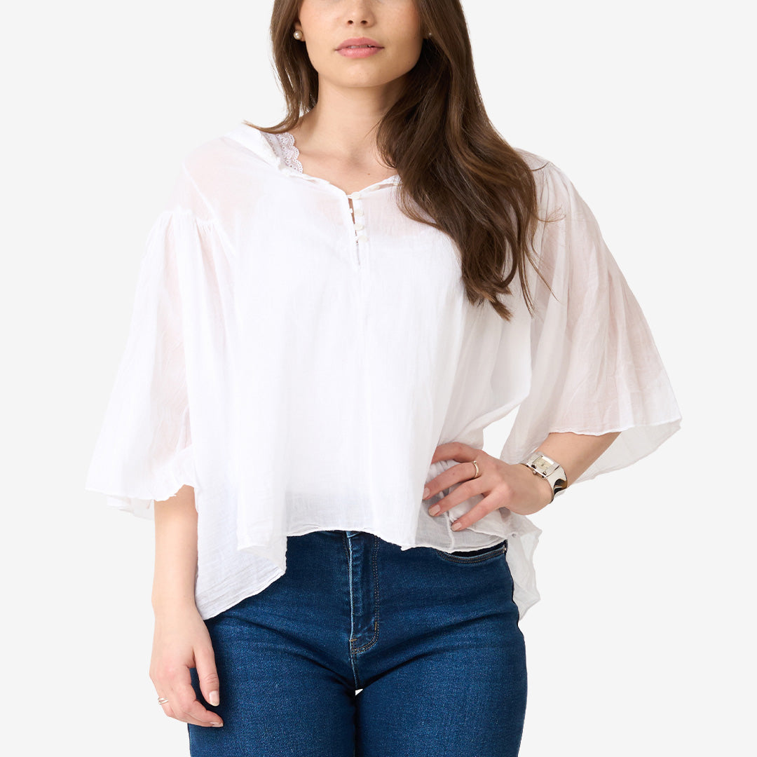 Vit blus i 100% bomull dam modell 27086