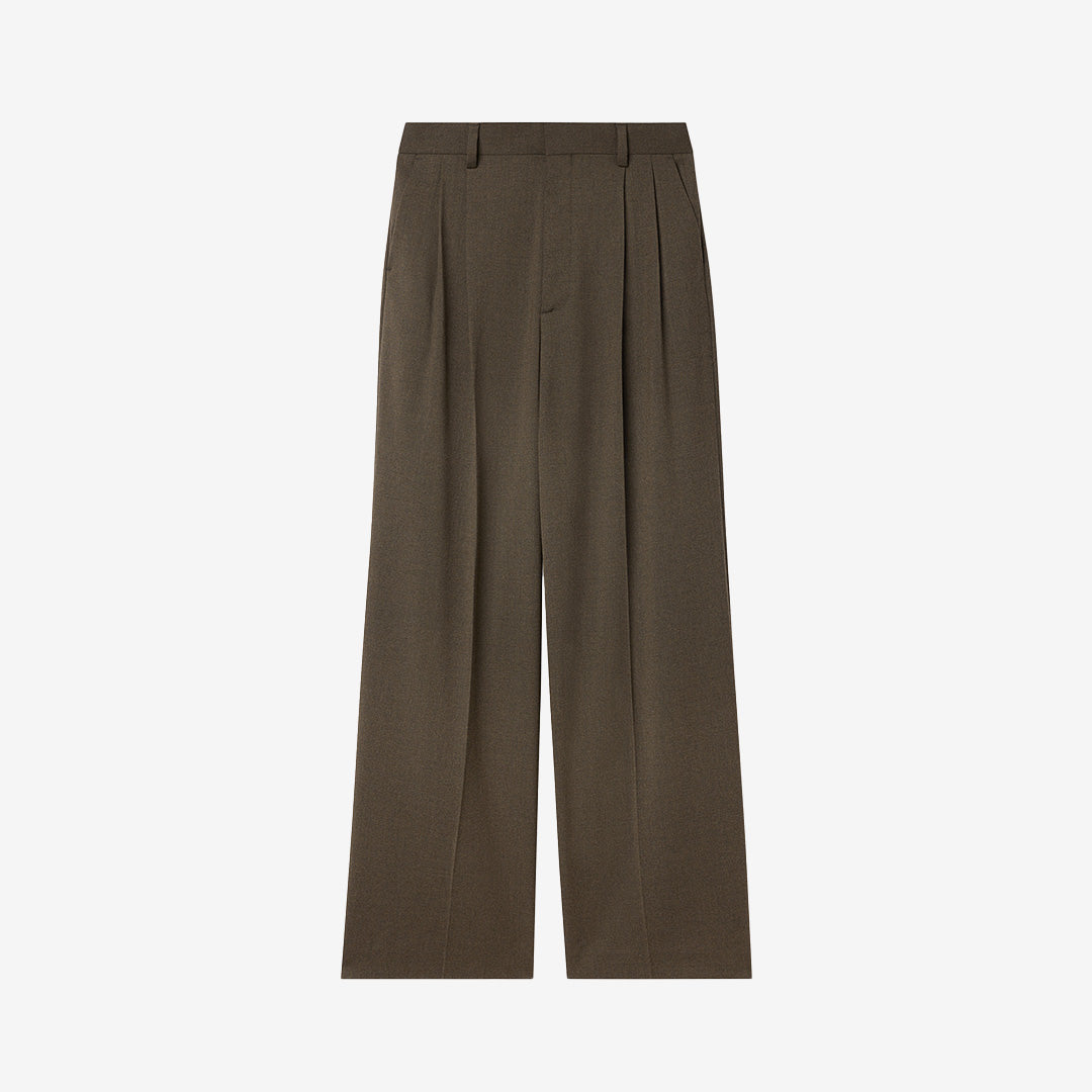 Darcey Wool Trousers 32511 plisserade byxor med vida ben i färgen Walnut Brown från pondues.shop