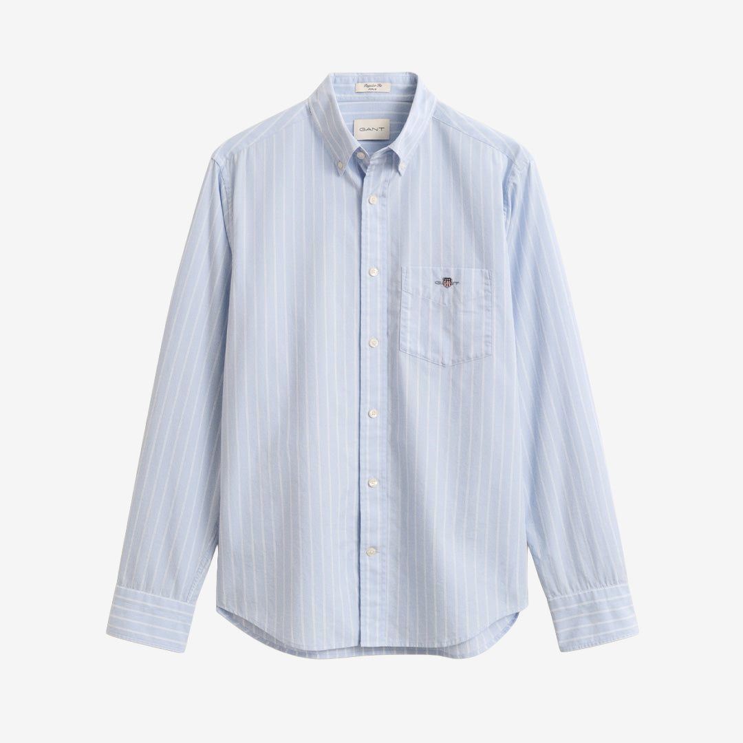 Gant Striped Classic Poplin Shirt 3262031 i Light Blue med randigt mönster och button-down-krage för herr