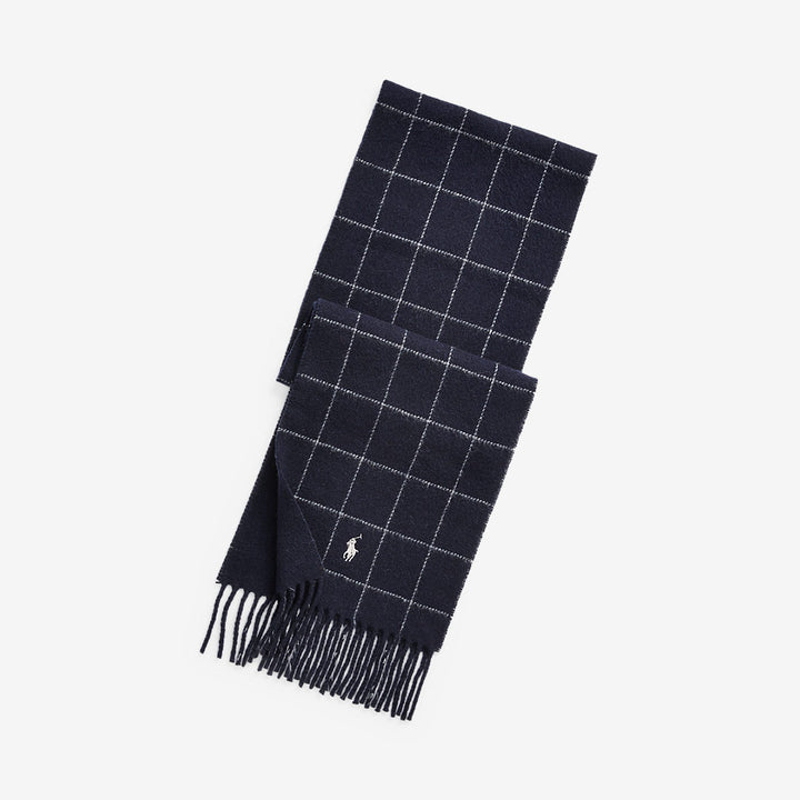 Polo Ralph Lauren Reversible Windowpane Scarf Hunter Navy 449863392002