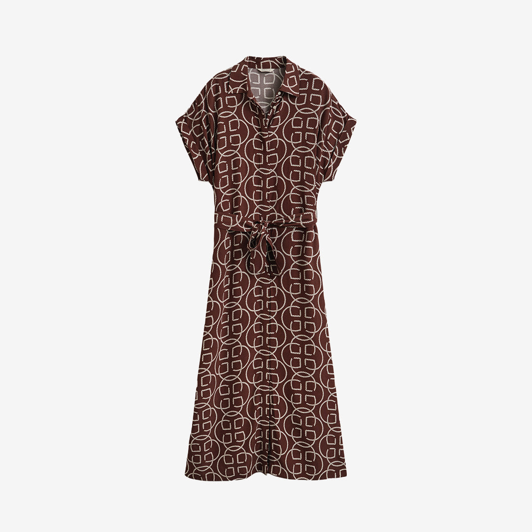 MONOGRAM PRINT CAP SLEEVE DRESS