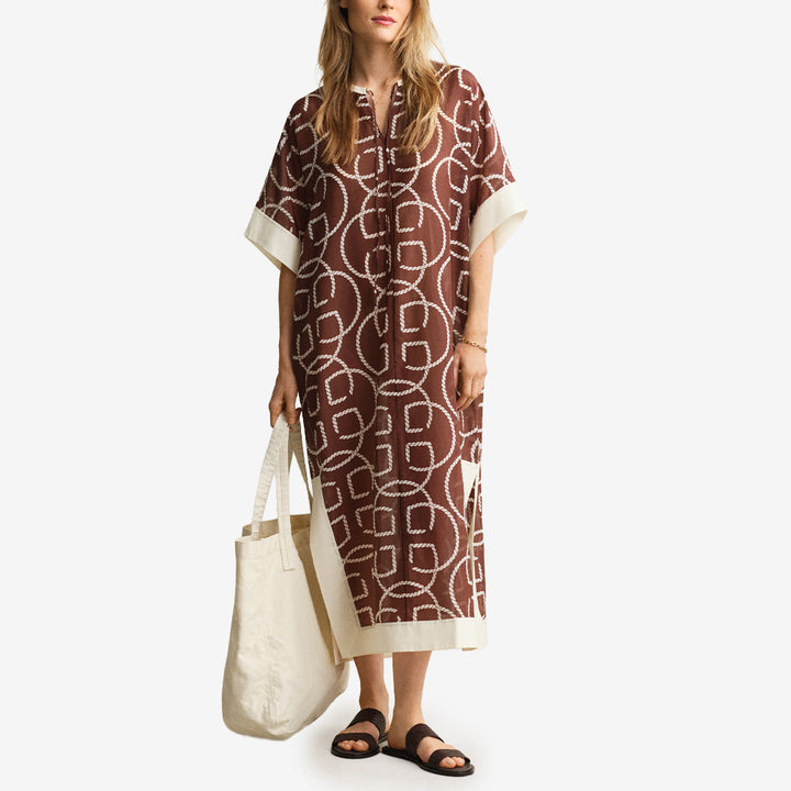 Gant Monogram Print Ctn Silk Caftan i fresh soil med monogrammönster och luftig design