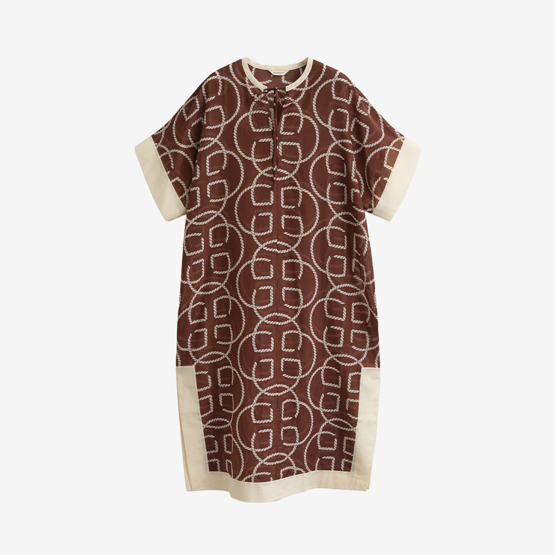 MONOGRAM PRINT CTN SILK CAFTAN
