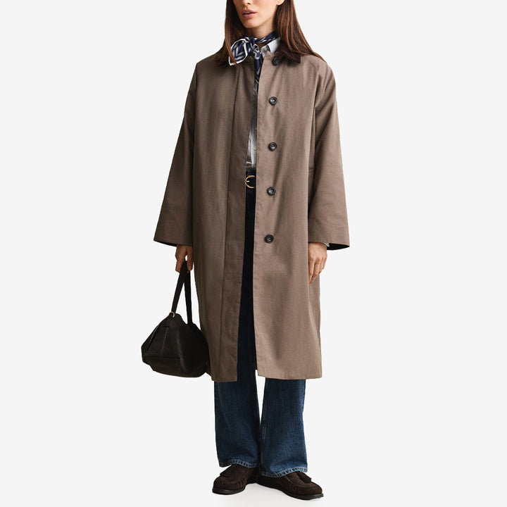 Gant Waxed Car Coat 4751175 i Faded Taupe med vaddering och manchesterkrage för dam