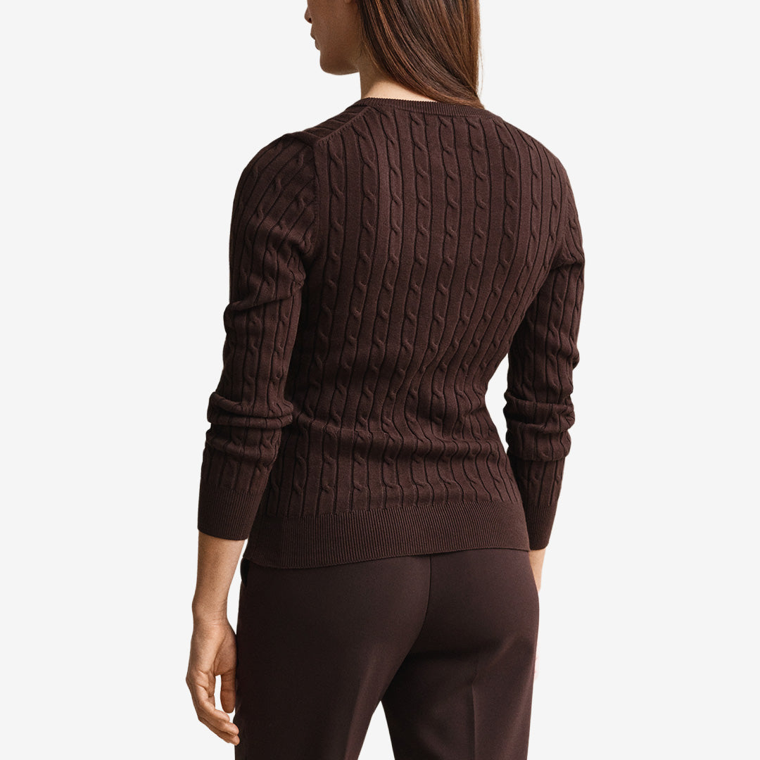 STRETCH COTTON CABLE C-NECK