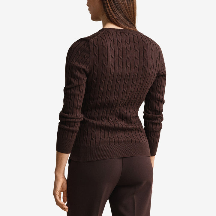 STRETCH COTTON CABLE C-NECK
