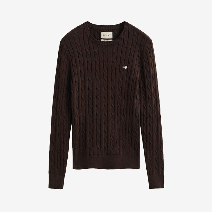 STRETCH COTTON CABLE C-NECK