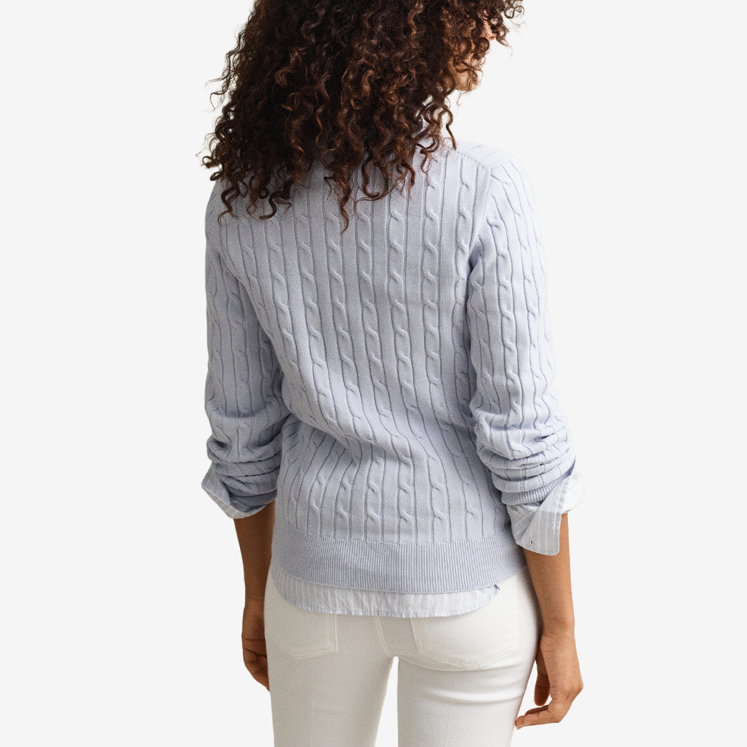 STRETCH COTTON CABLE C-NECK