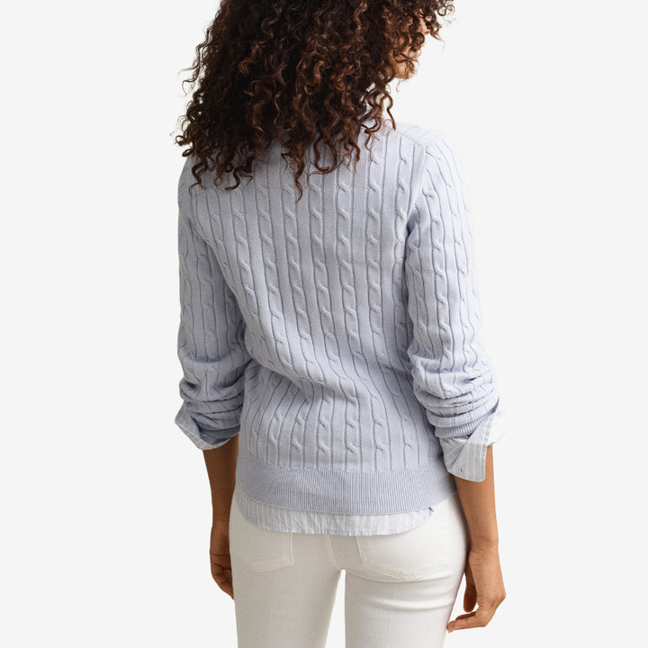 STRETCH COTTON CABLE C-NECK