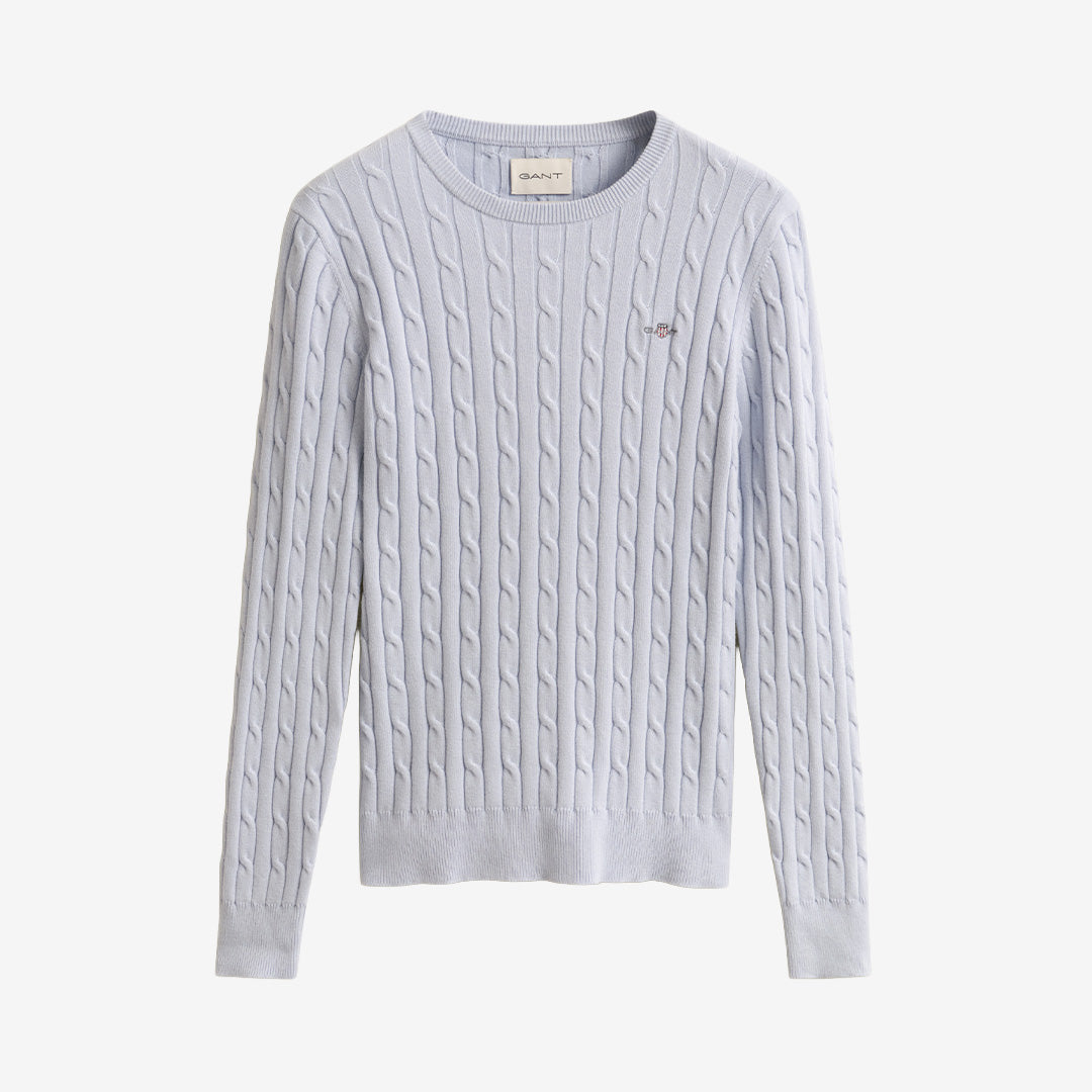 STRETCH COTTON CABLE C-NECK