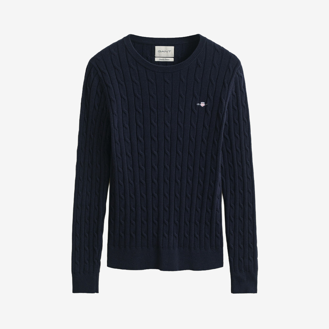 STRETCH COTTON CABLE C-NECK