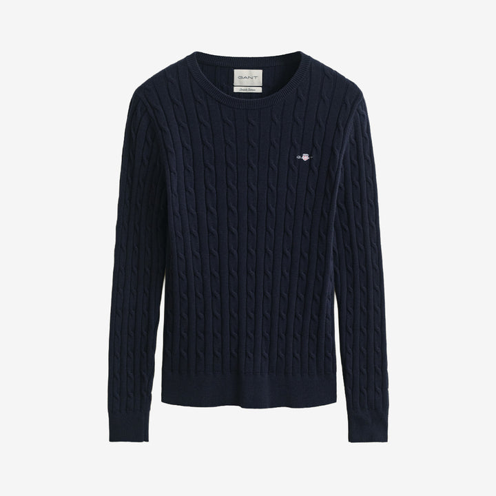 STRETCH COTTON CABLE C-NECK