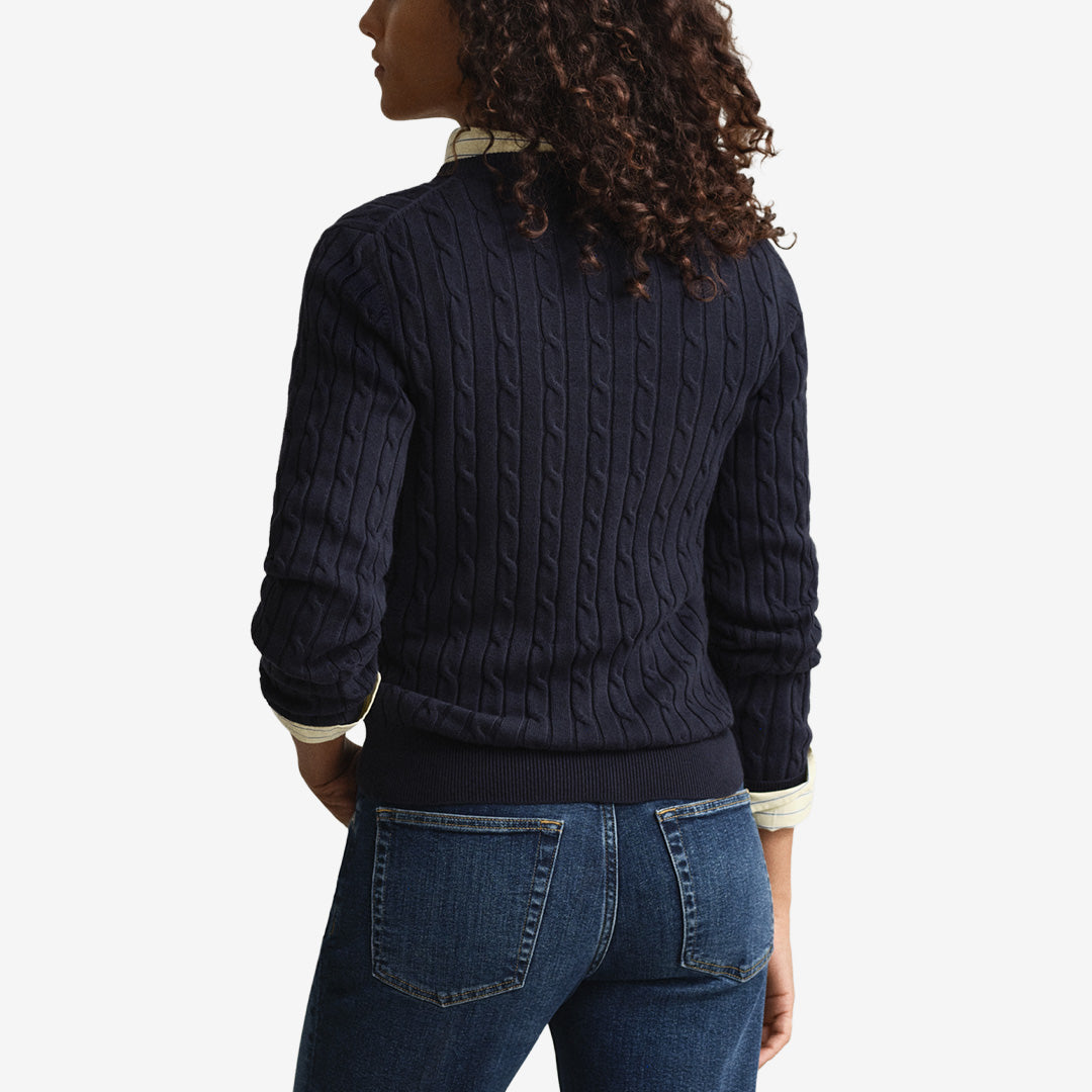 STRETCH COTTON CABLE C-NECK