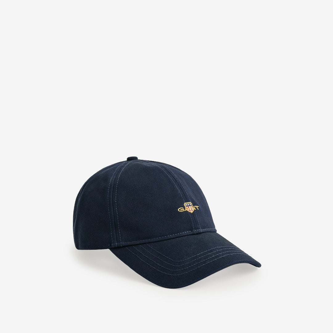 Gant Cotton Twill Cap i marine med broderad sköldlogotyp och justerbart bakband