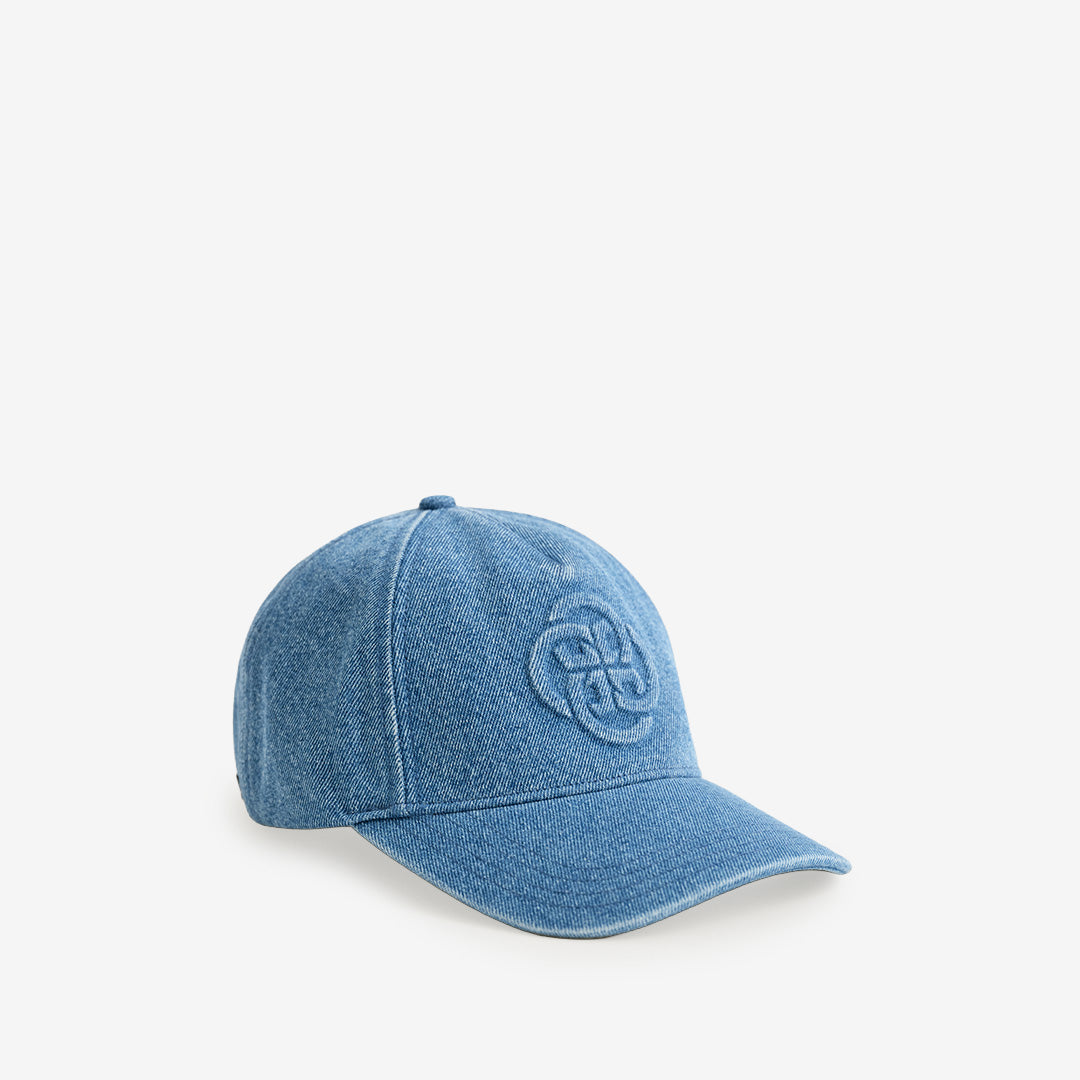 Gant Denim Cap i semi light blue broken in med broderad grafik framtill och justerbart bakband