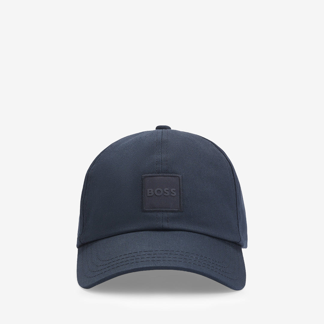 Derrel-PL mörkblå cap från BOSS Men Orange i bomullstwill med tonal logopatch och riptape-stängning