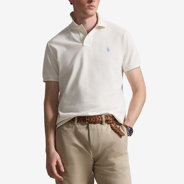 Polo Ralph Lauren pikétröja herr i bomull med broderad ponnylogotyp - Antique Cream