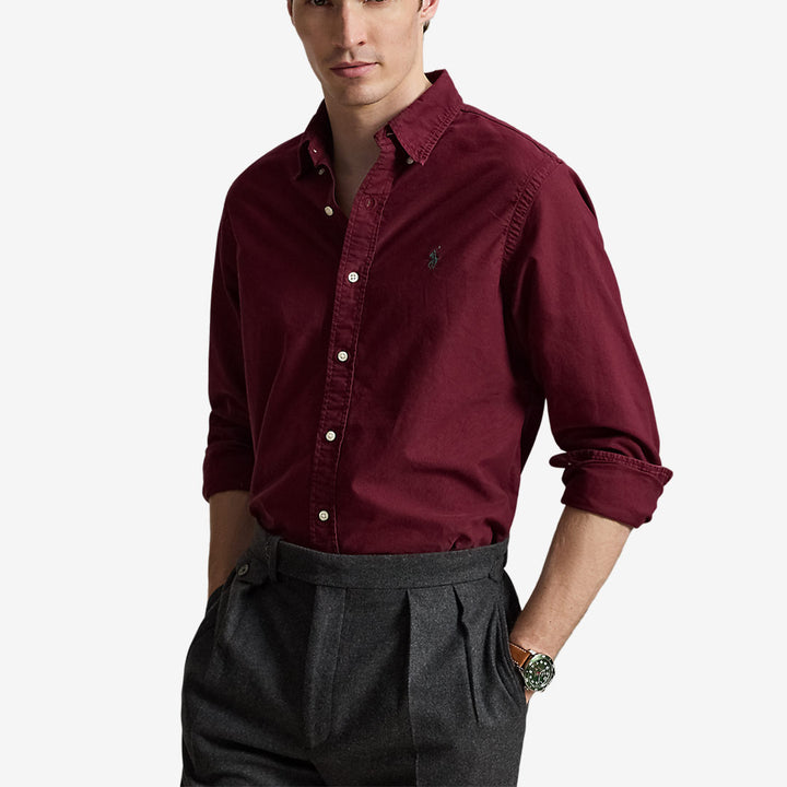 Polo Ralph Lauren Custom Fit Oxford Shirt herr Classic Wine 710805564526