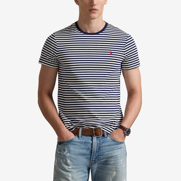 Polo Ralph Lauren t-shirt herr i Newport Navy och vitt med broderad logotyp
