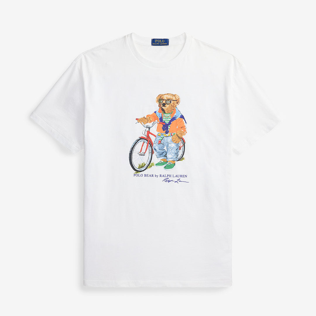 Vit T-shirt från Polo Ralph Lauren med ikoniskt Summer Bear-motiv för herr.