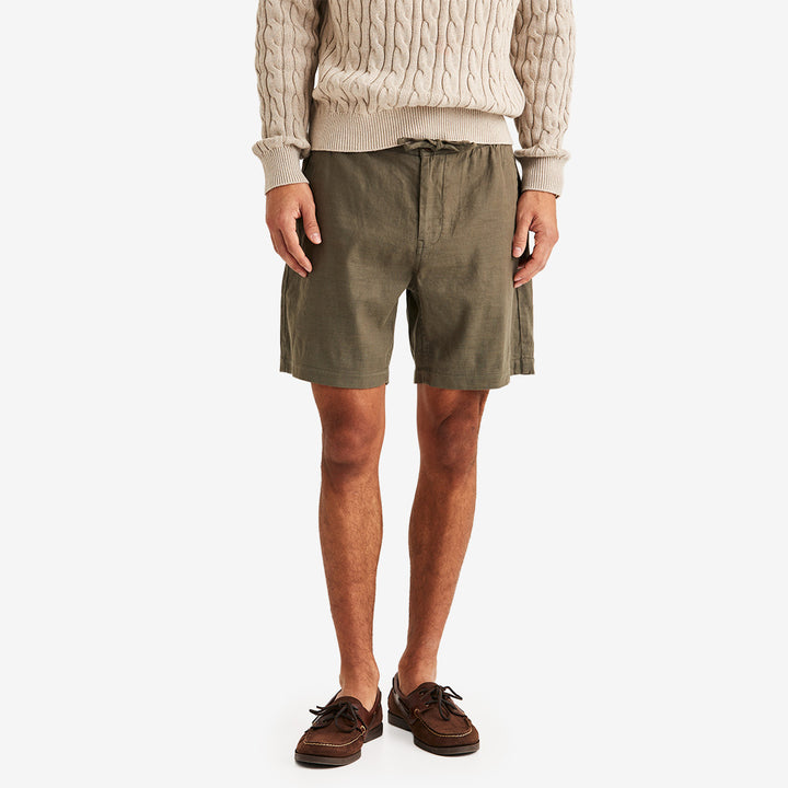 Morris Fenix Linen Shorts olivgrön herr i bomull och linne med stretch