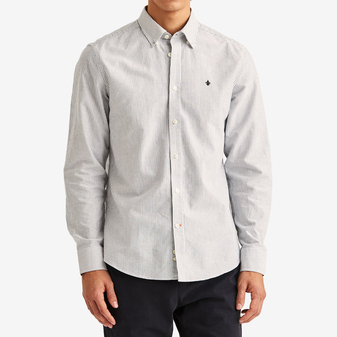 Morris Douglas Stripe Shirt Slim Fit blå randig herrskjorta i bomull