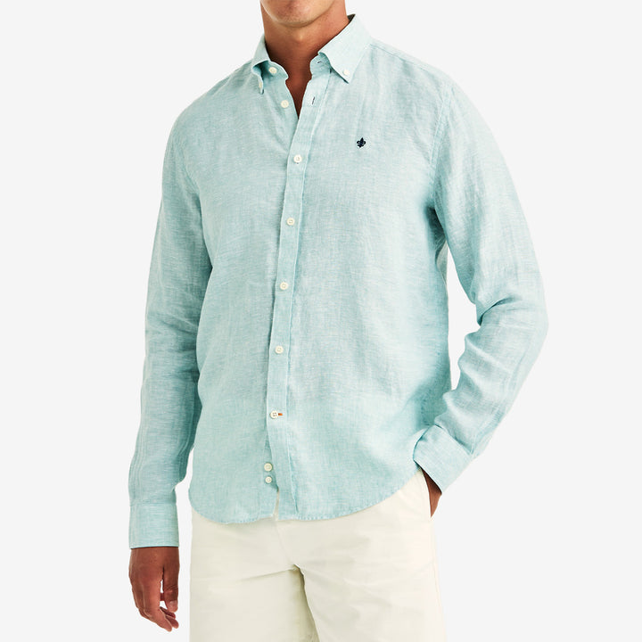 Morris Douglas Linen Shirt Classic Fit grön herrskjorta i linne