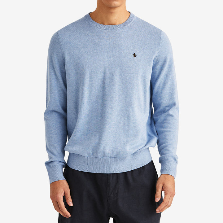 Morris Riley Oneck långärmad tröja Blue i 100% bomull