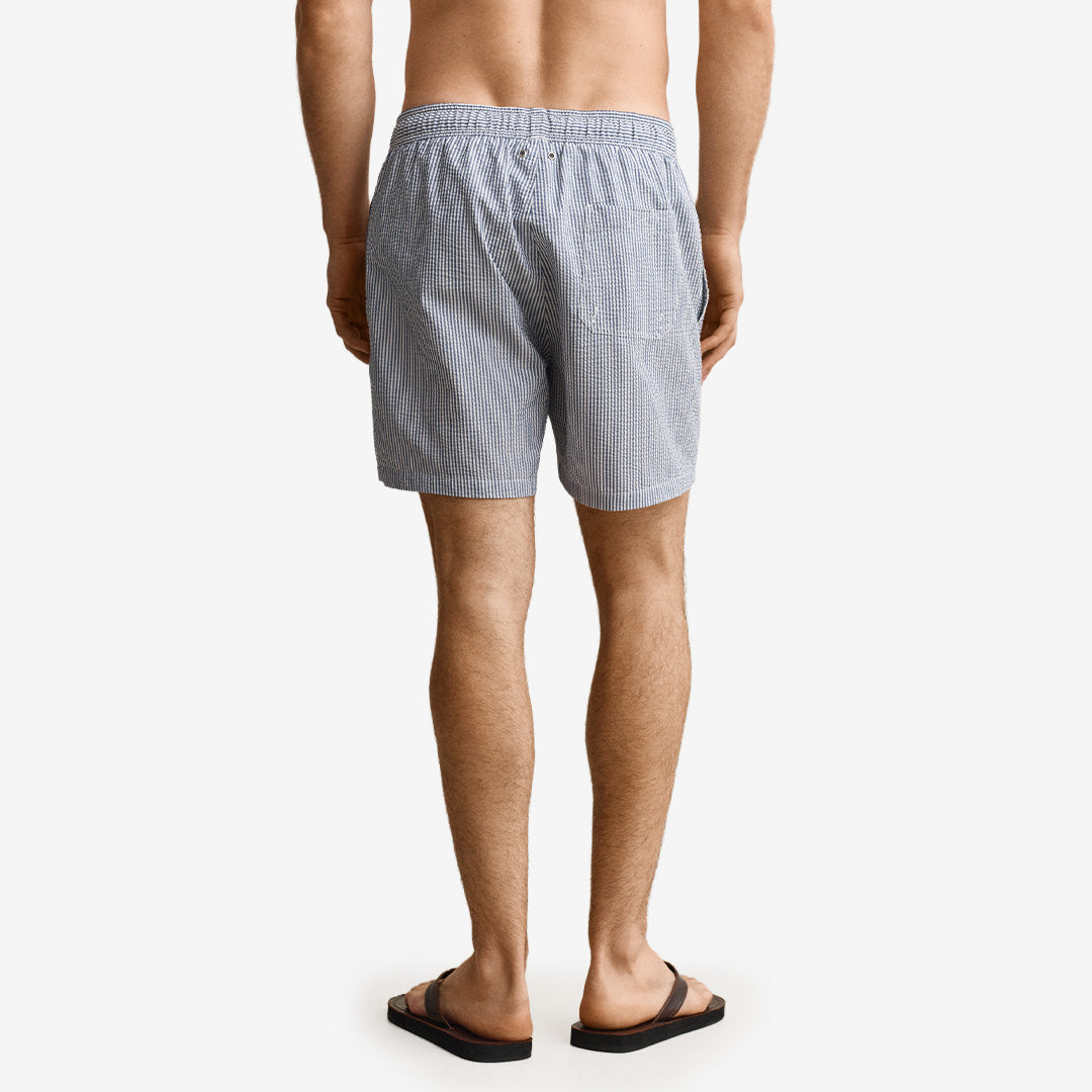 STRIPED SEERSUCKER SWIM SHORTS