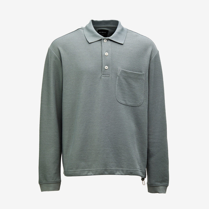 Cesar Equipment Sant Elm Shirt Light grey herr långärmad piké i bomull med krage