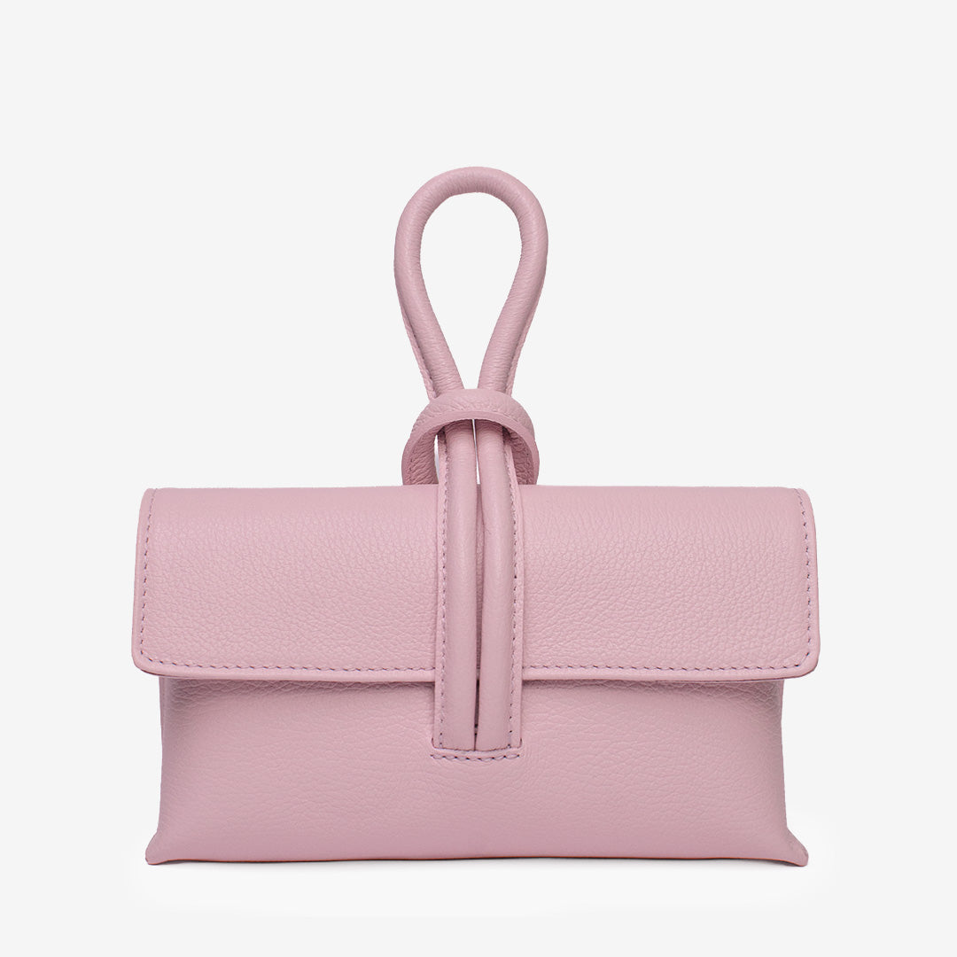 Miniväska i äkta läder i pastel pink med kompakt och stilren design