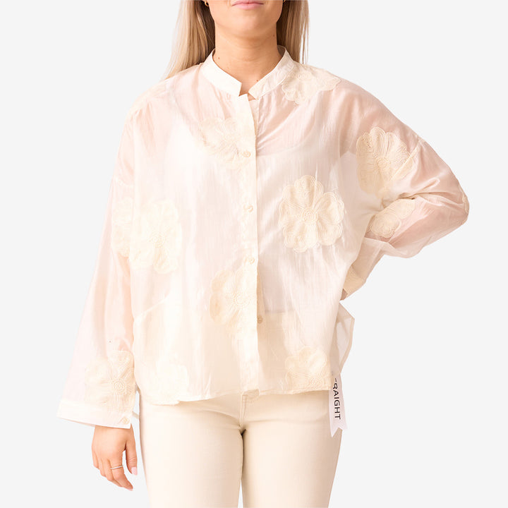 CH3361 blus 5White vit blommönstrad blus i tencel
