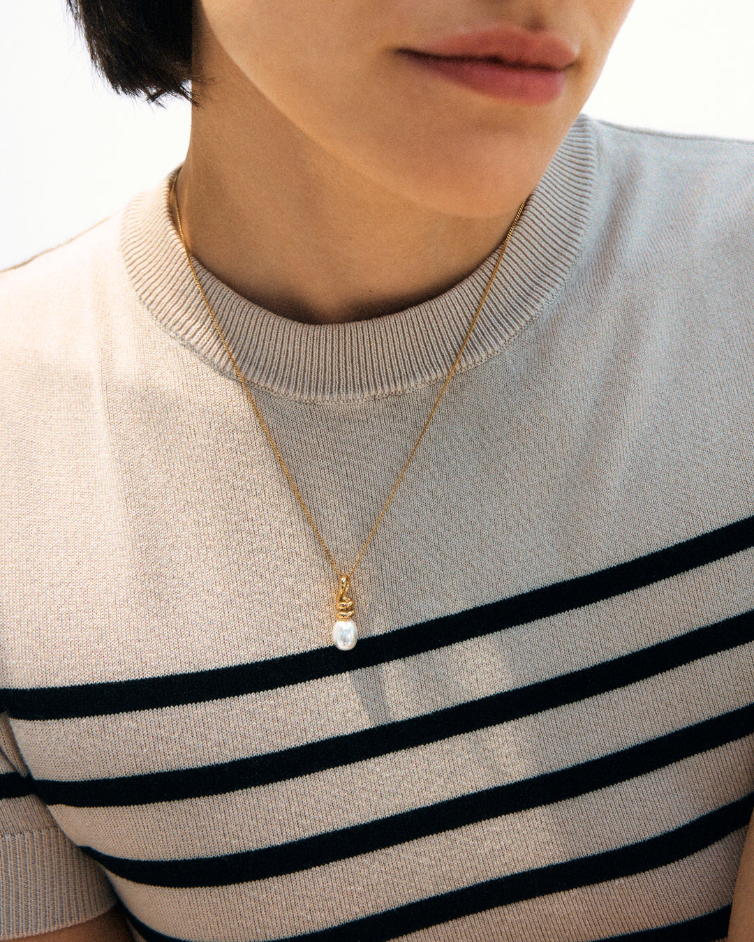 Swivel Necklace Pearl S Gold