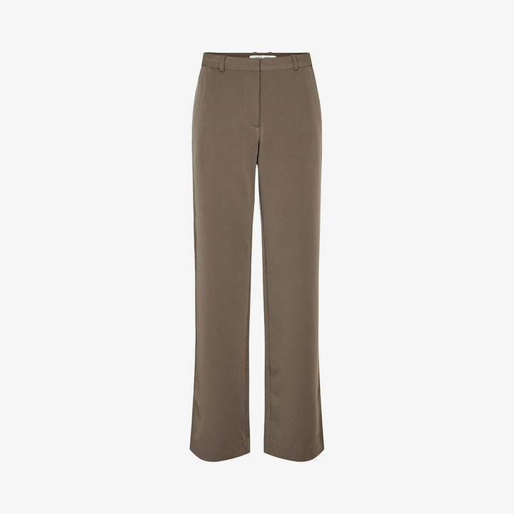 Raka byxor från Samsøe Samsøe för dam i färgen Major Brown med elastisk midja och rak passform.