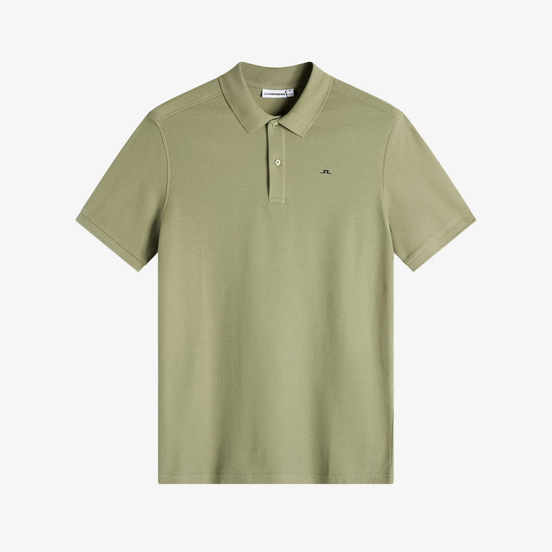 J. Lindeberg FMJT06628 M Polo Pike i Olivine med klassisk pikékrage och mjuk bomullskvalitet för herr