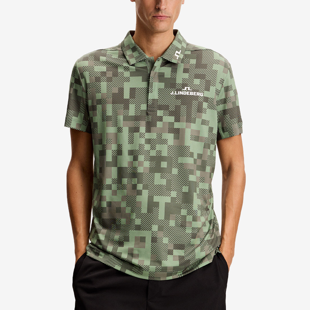 Tonal Green Dario Tour Print Polo med kort ärm