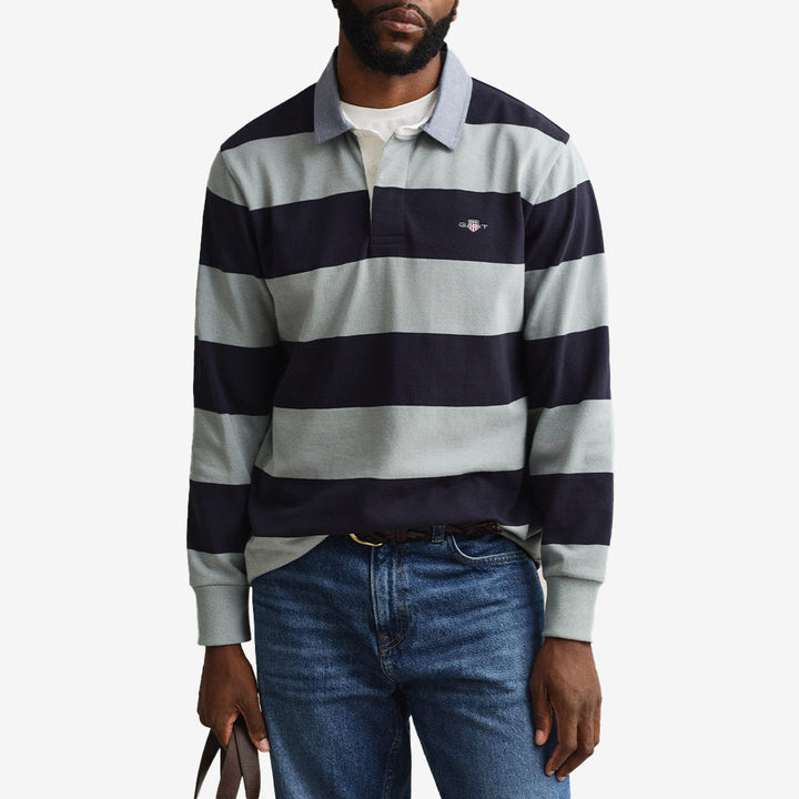 Gant Reg Chambray Stripe Heavy Rugger randig rugbytröja herr