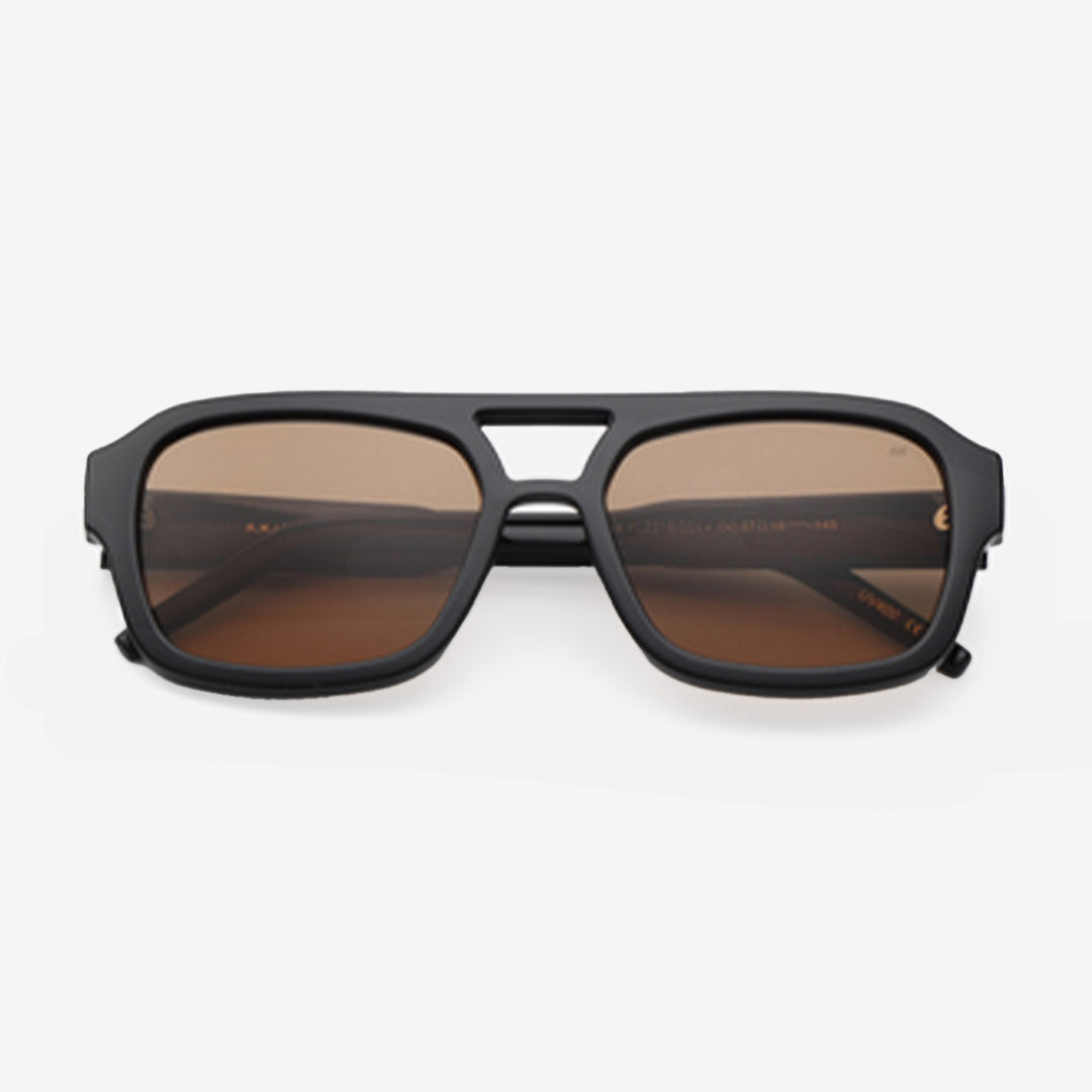 KAYA Black oversized pilot-solglasögon unisex med svart ram