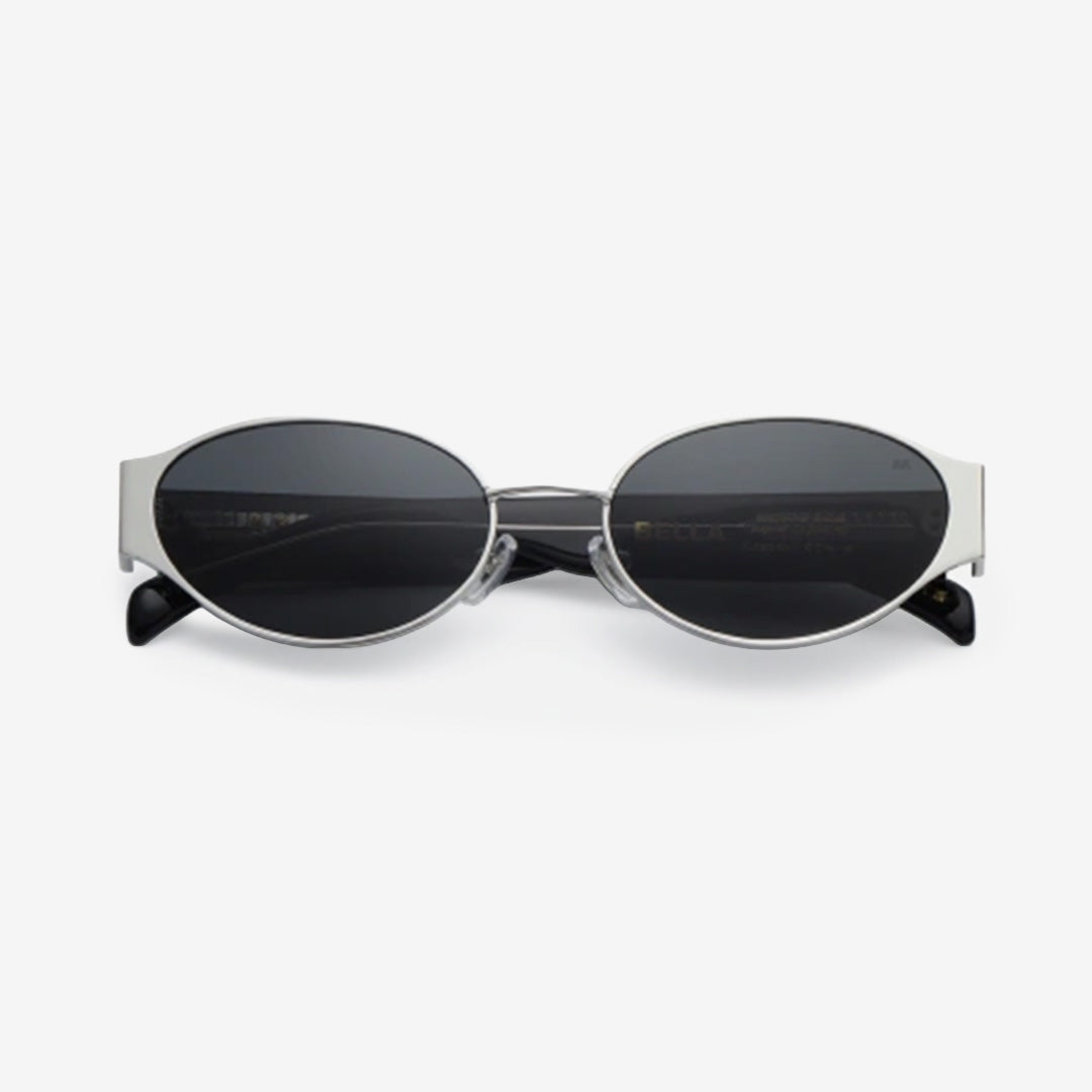 BELLA Silver Black unisex-solglasögon med svart ram och silverdetaljer