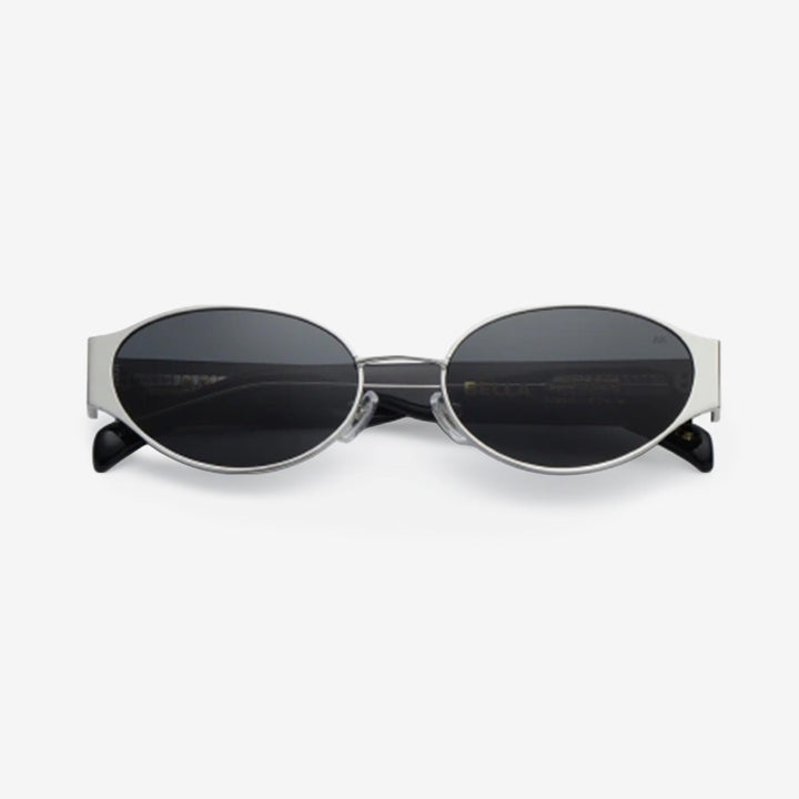 BELLA Silver Black unisex-solglasögon med svart ram och silverdetaljer