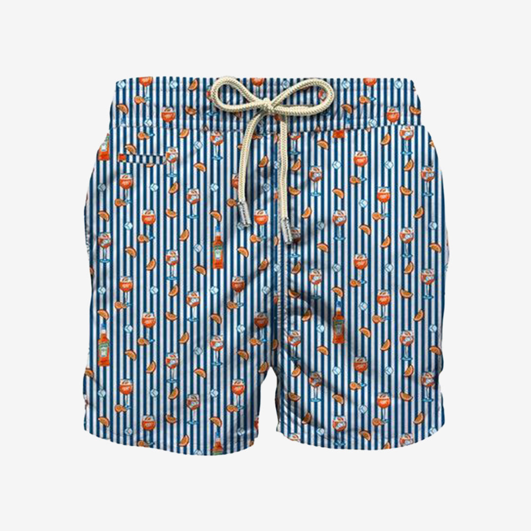 MC2 Saint Barth Lighting ultralätta badshorts med Spritz Stripes mönster