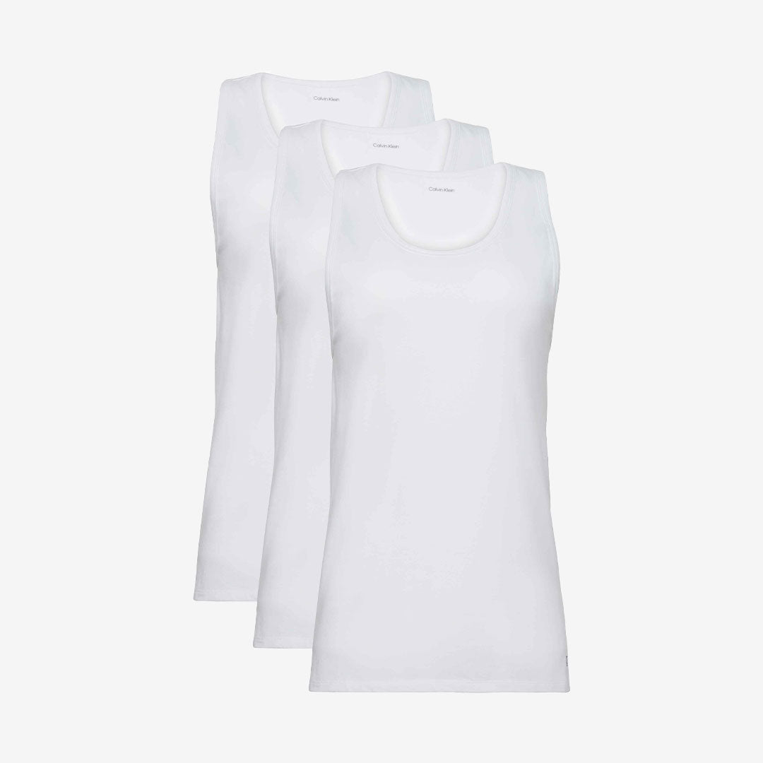 Tre vita tank tops 3-pack med hög ringning, ärmlös design och rak fåll, LV00NB4184