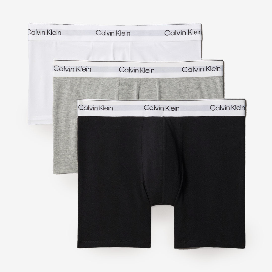 3-pack Calvin Klein-kalsonger i vitt, grått och svart med stretch och bekväm passform, LV00NB4394