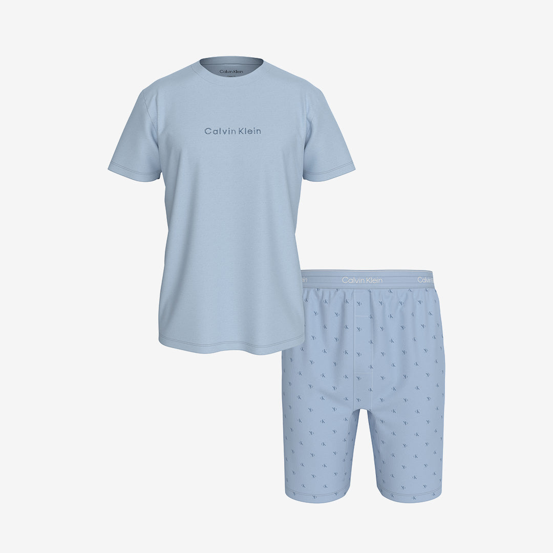 Calvin Klein blått pyjamasset herr i bomull med t-shirt och shorts