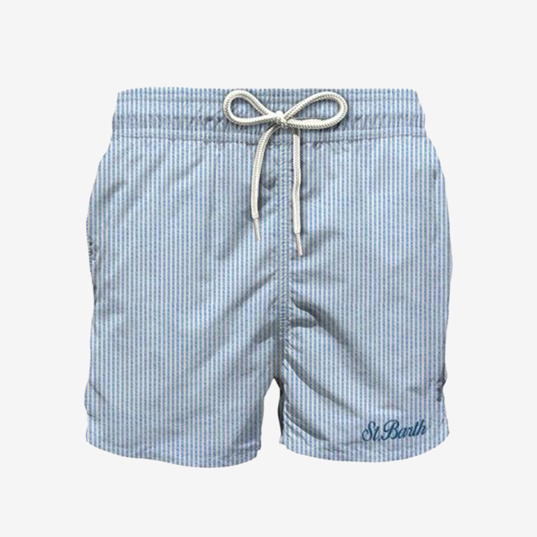 MC2 Saint Barth Patmos randiga badshorts i Seersucker Stripes med bakficka