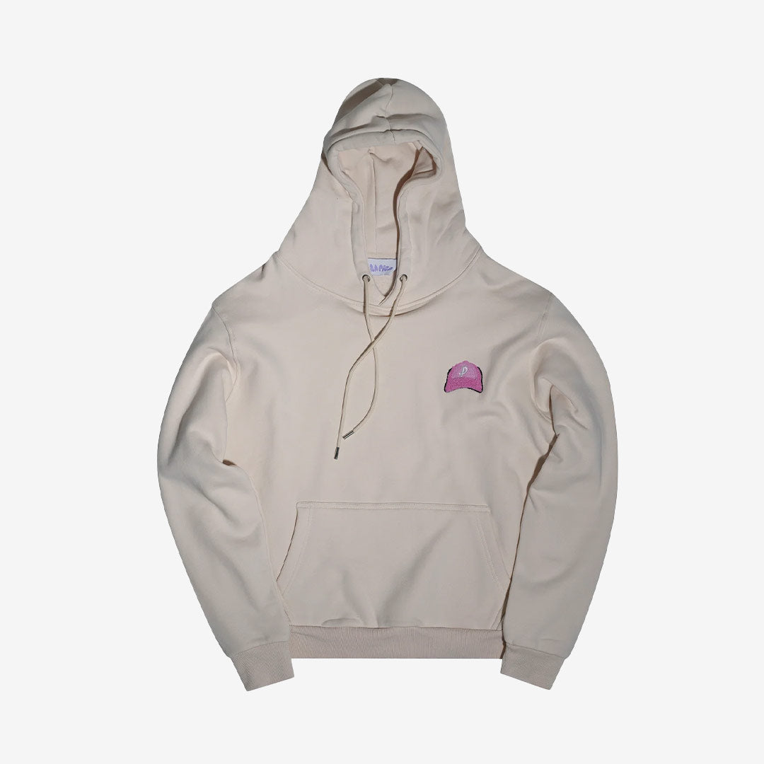 Pica Pica Eau de Pica hoodie beige med liten broderad detalj på bröstet