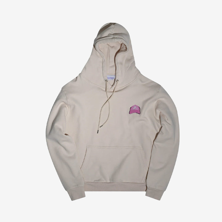 Pica Pica Eau de Pica hoodie beige med liten broderad detalj på bröstet