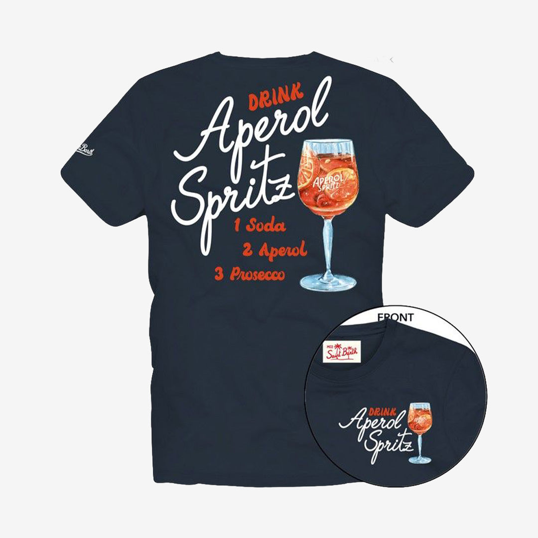 MC2 Saint Barth Portland t-shirt i bomull med Drink Spritz tryck fram och bak